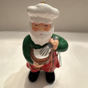 Vintage RARE Santa Baking Light Ornament Xmas Plaid Made In Taiwan Handcrafted